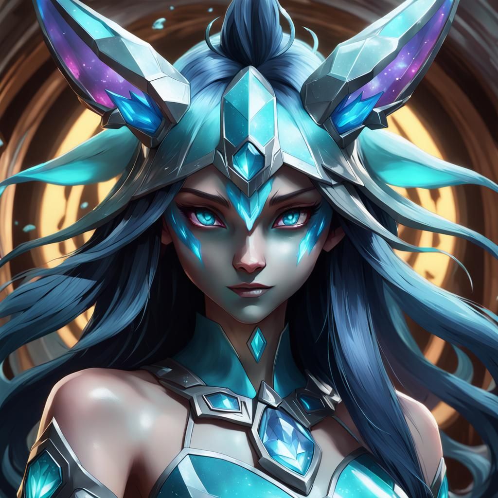 Demonic Glaceon Portrait in Hyperdetailed Digital Art
