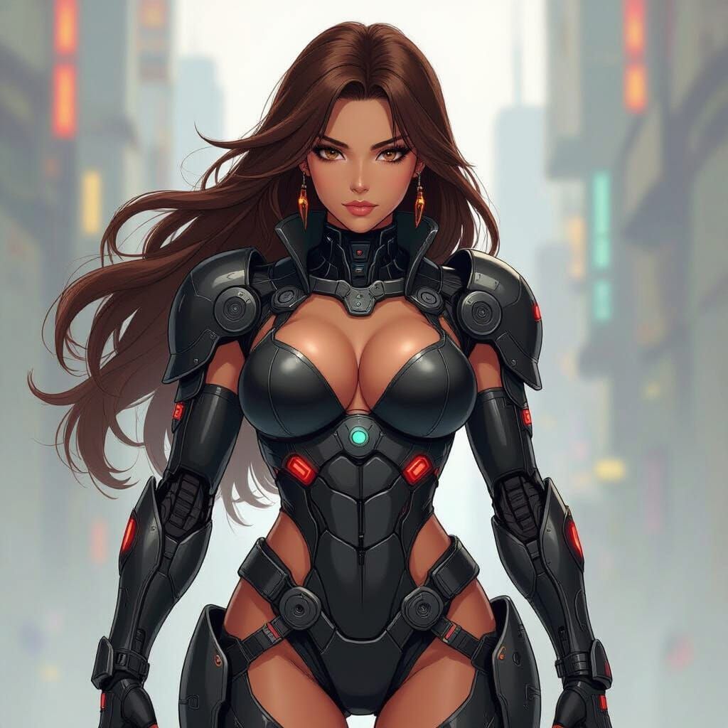 Anime Warrior Woman in Robotech Style