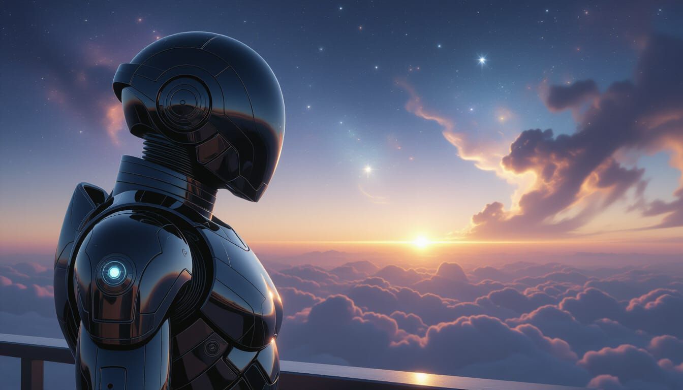 African American Technomage Overlooking Nebula in Art Nouvea...