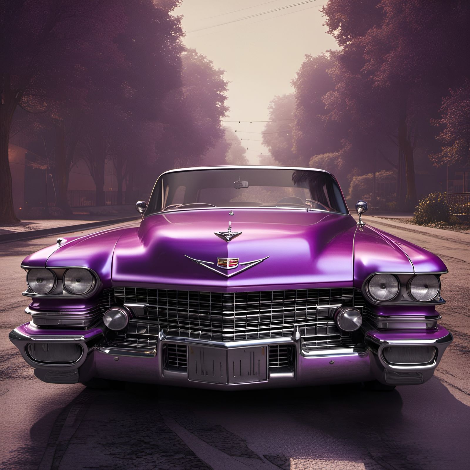 Detailed 8K Image of a Purple Cadillac