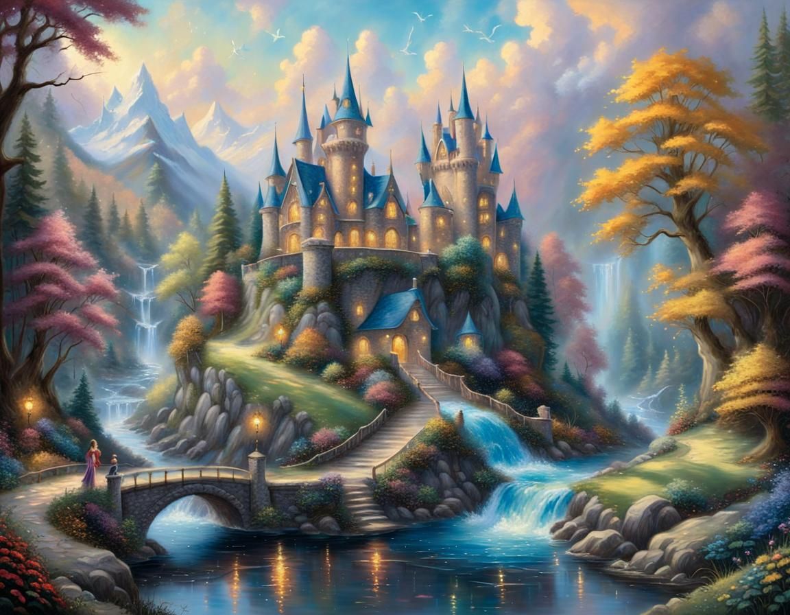 Magical Fairy Tale World in Acrylic Splash Art
