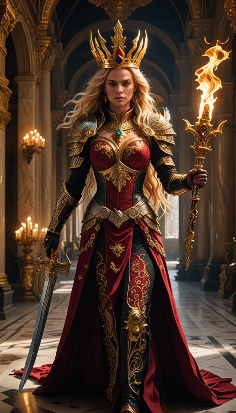 Mafia Queen in Regal Germany Modern Royal Gown, Standing wit...