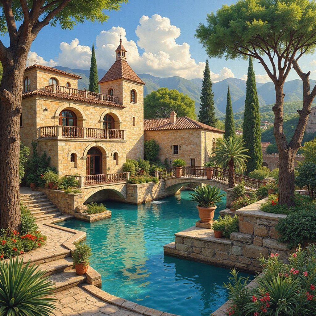 Vibrant Mediterranean Mosaic Scene