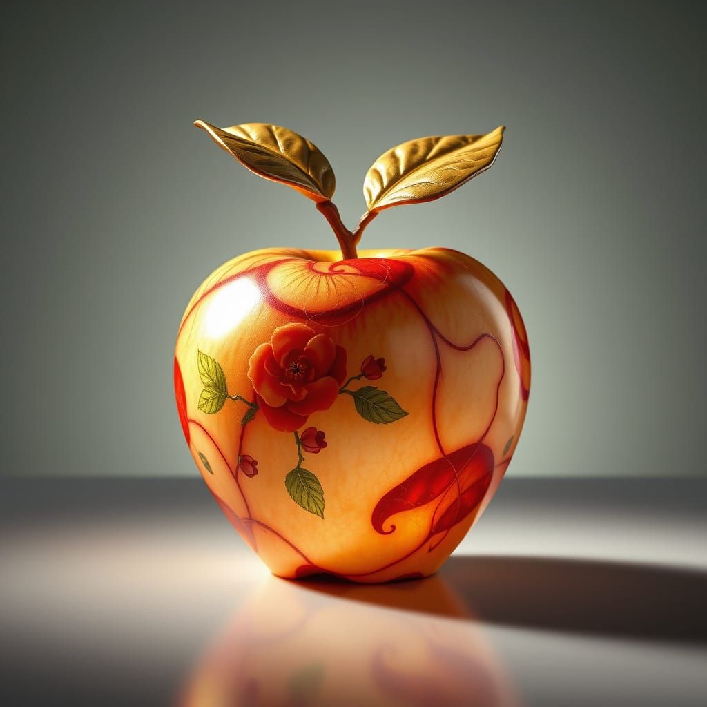 Dazzling Kintsugi Apple in Vibrant Triadic Colors