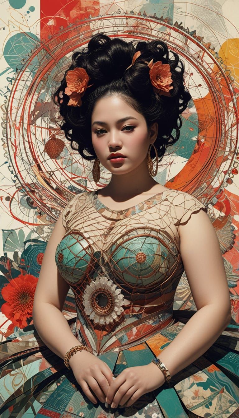 Surreal Grotesquecore Goddess in Distressed Patina Media Col...