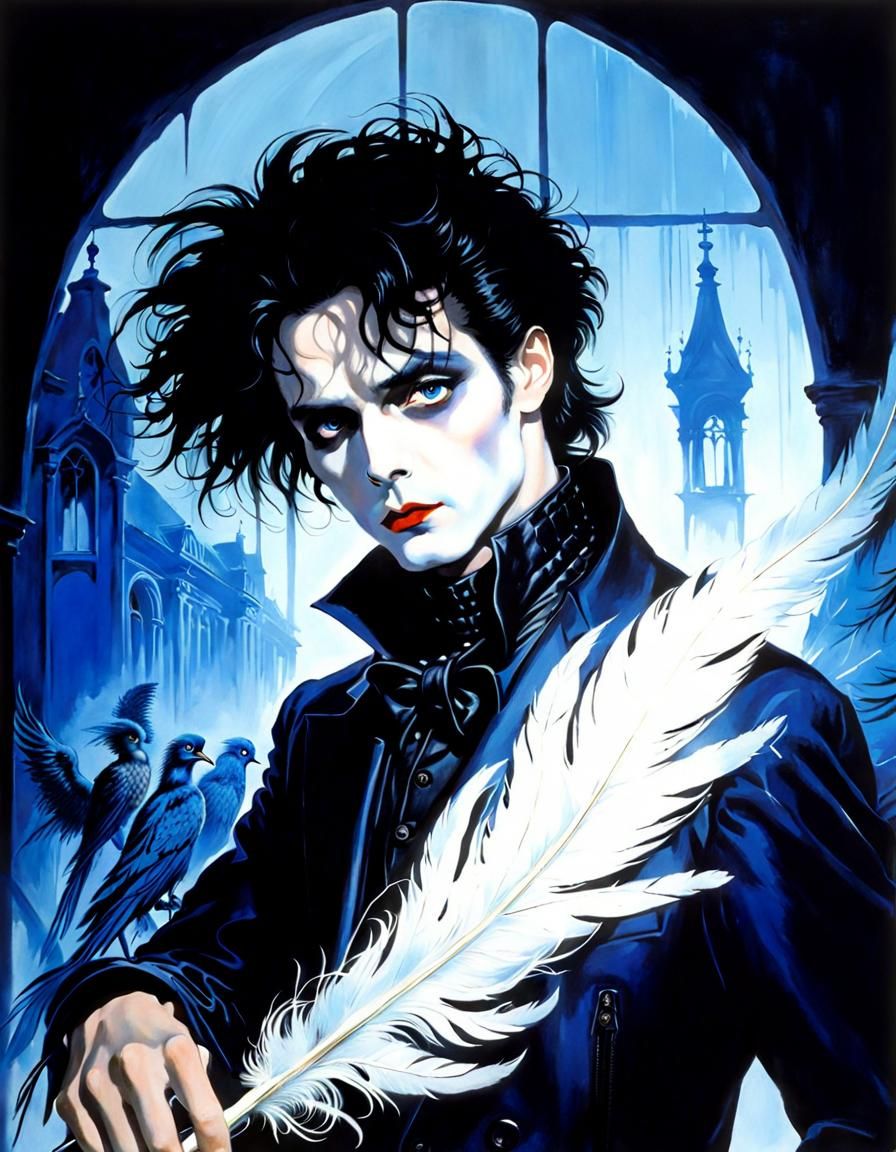 Translucent Feather Ink Drawing in Classic Style