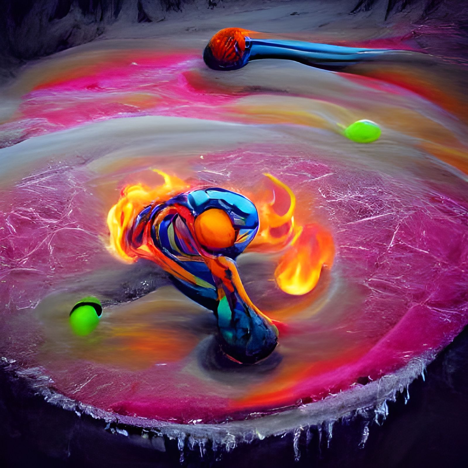 Psychedelic Fire Poi on Melting Ice Planet