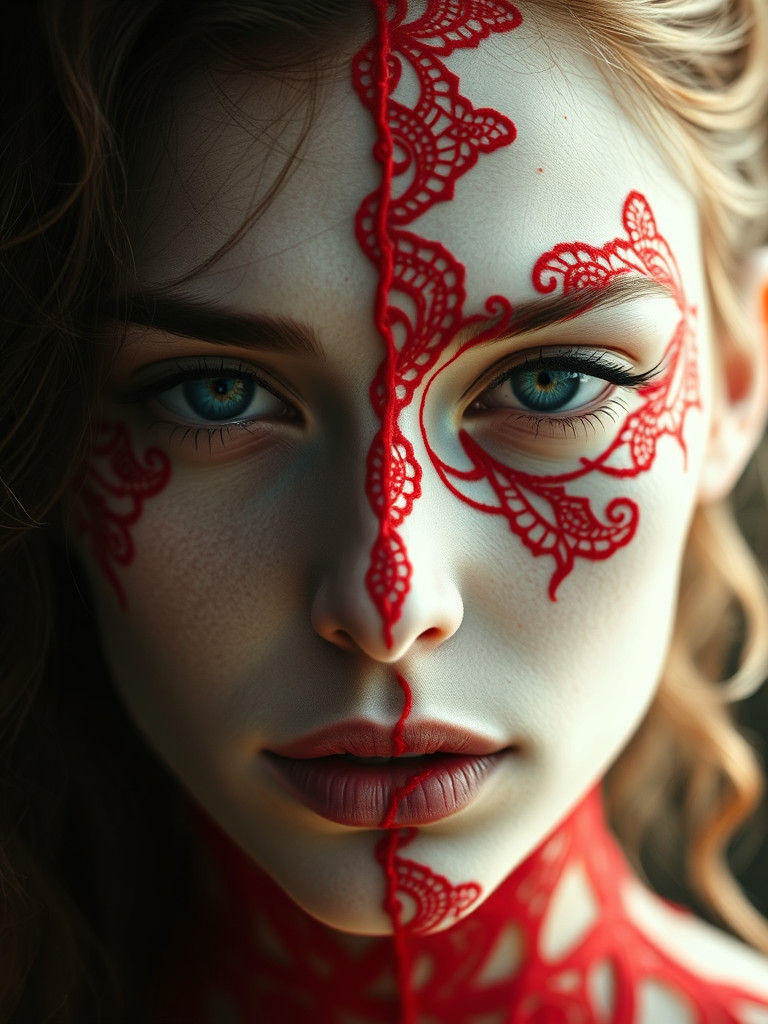 Dual Persona in Light and Dark with Red Lace