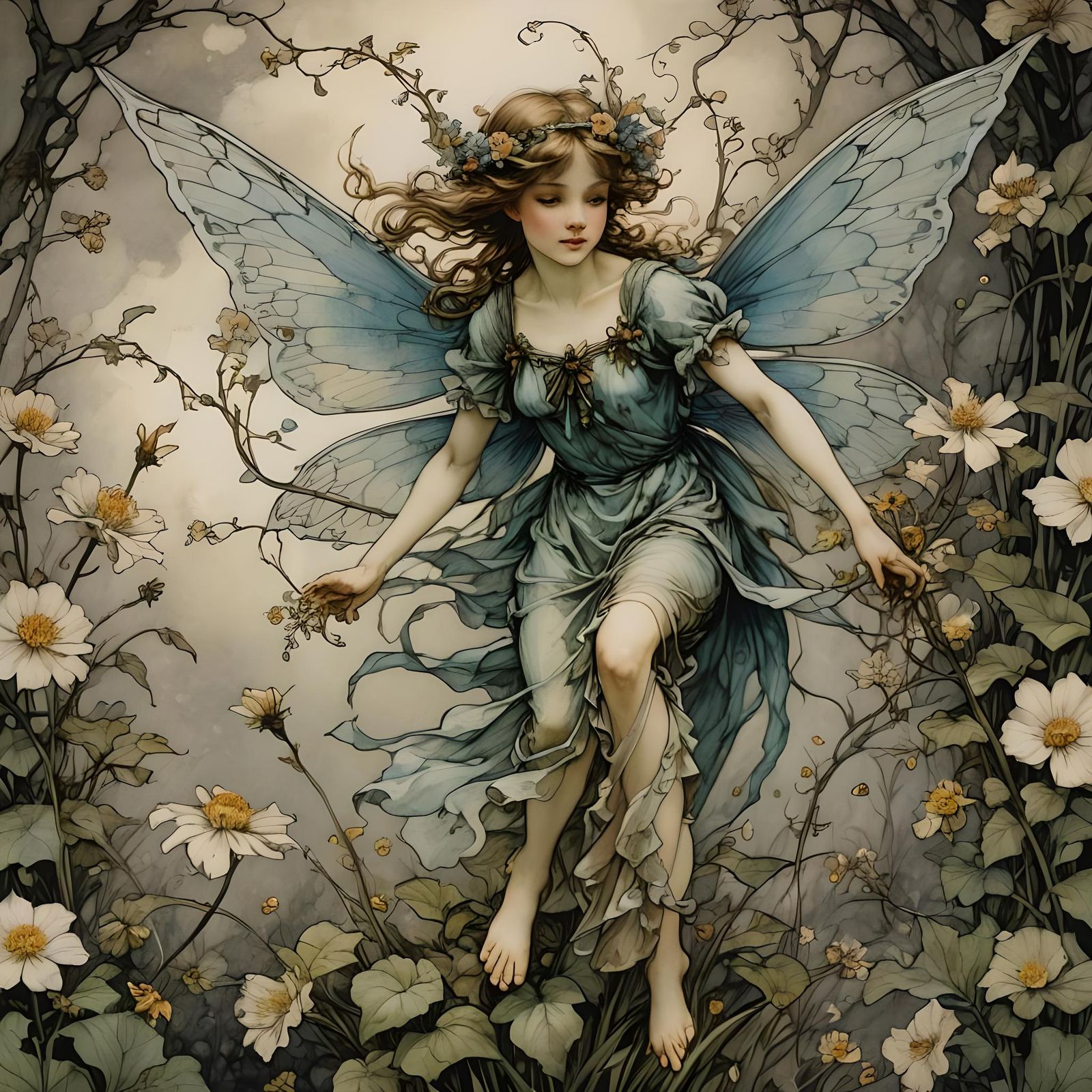 Floral Fairy in Classic Illustration Style