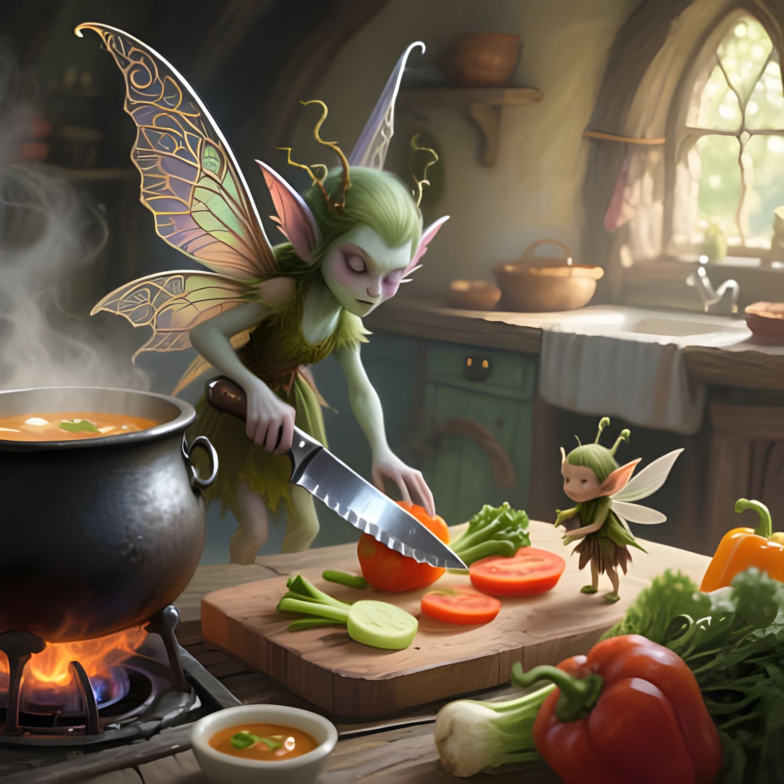 Sinister Fairies Prepare Soup with Giant Knives
