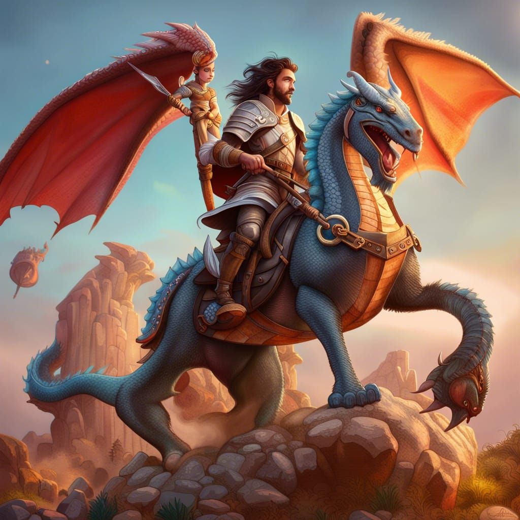 Saint George Battles Dragon: 3D Digital Art