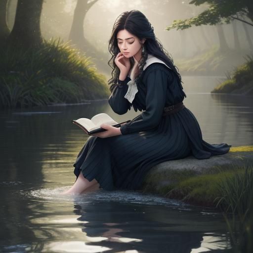 Serene Lake Scene in Hyperrealistic Concept Art