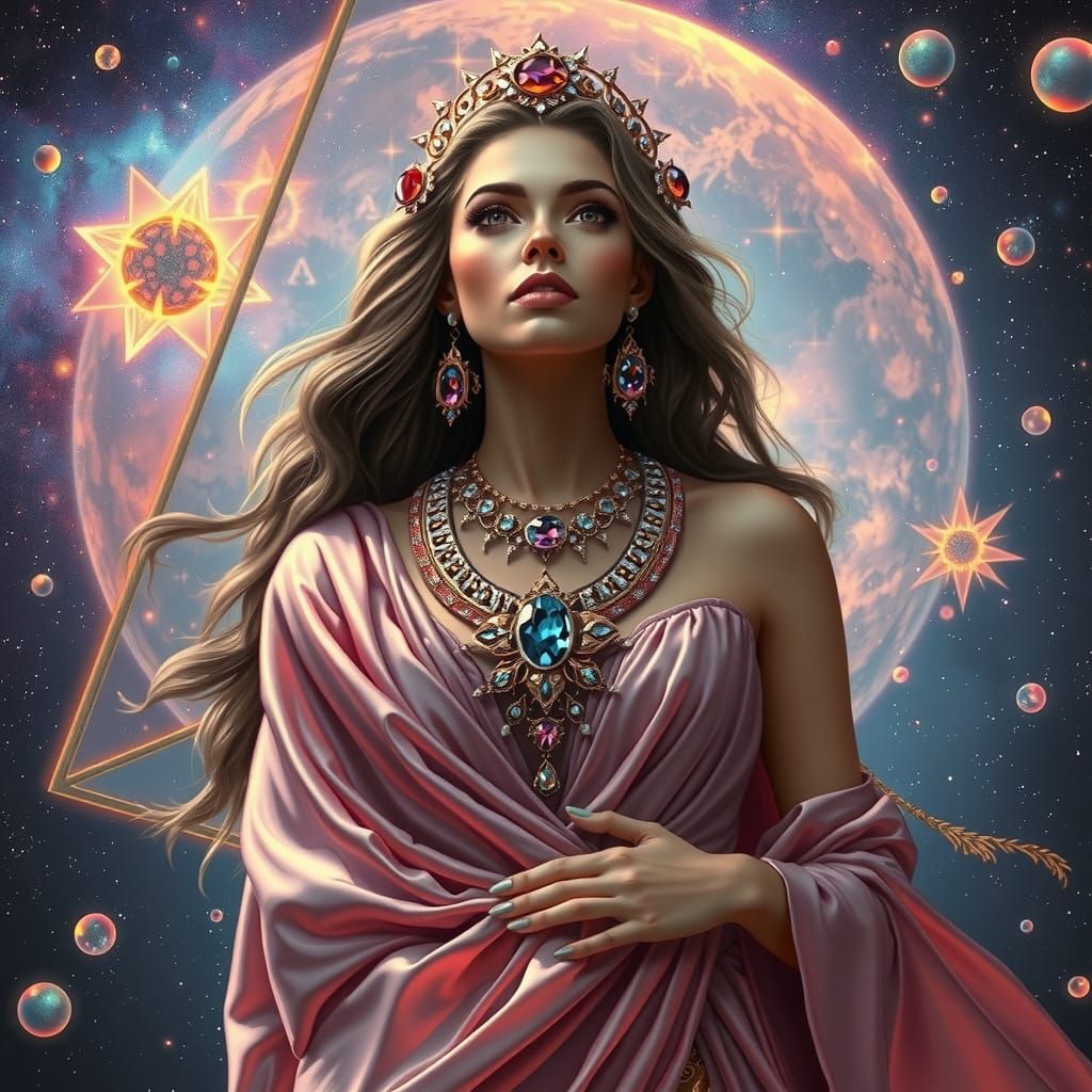 Goddess of the Galaxy in Hyperrealistic Style