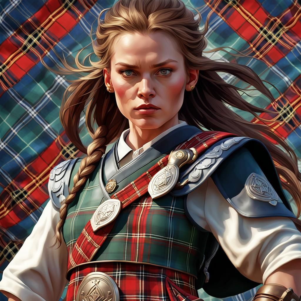 Scottish Warrior in Plaid Kilt, 3D Render