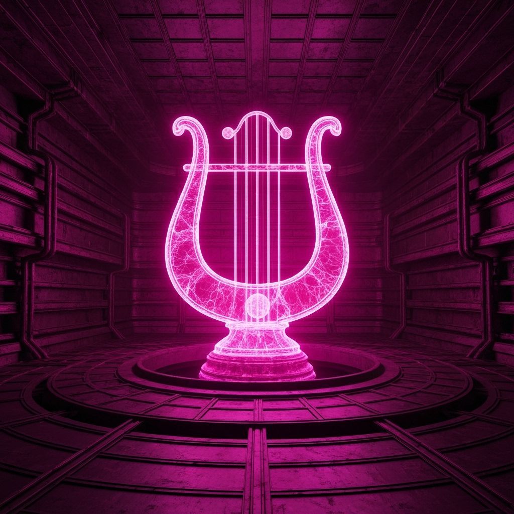 Glowing Pink Radioactive Lyre in Reactor Core