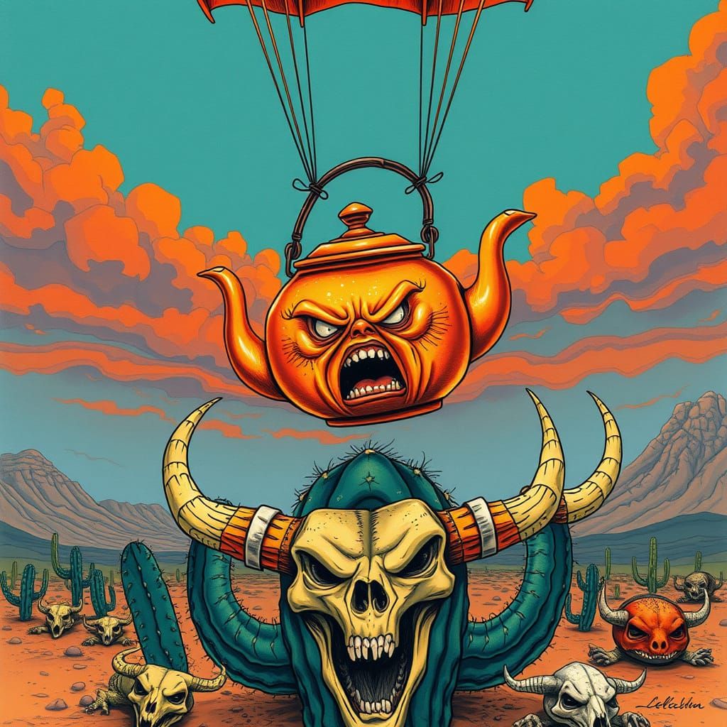 Terrified Teapot's Desert Descent: A Dark Fantasy