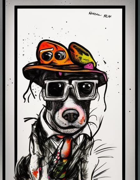 Cute Dog in Gonzo Art Style