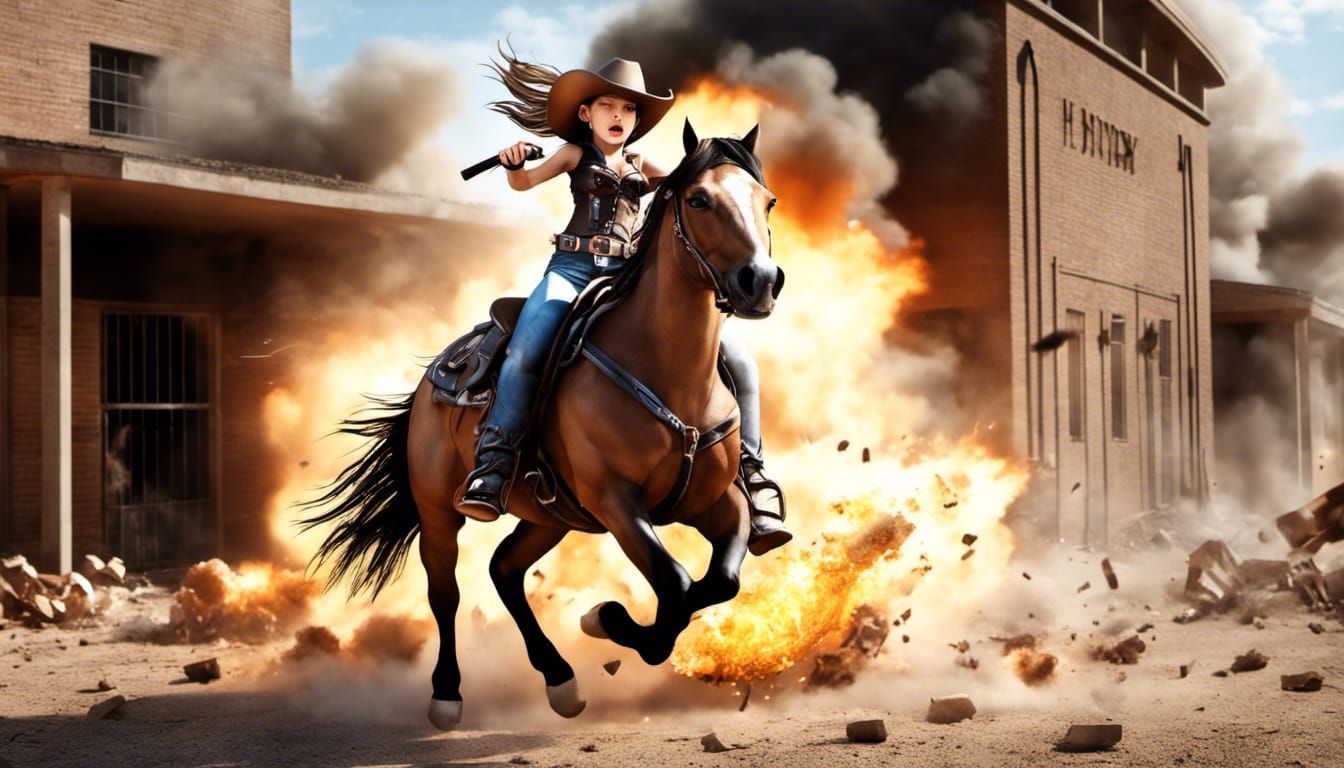 chibi cowgirl on a horse