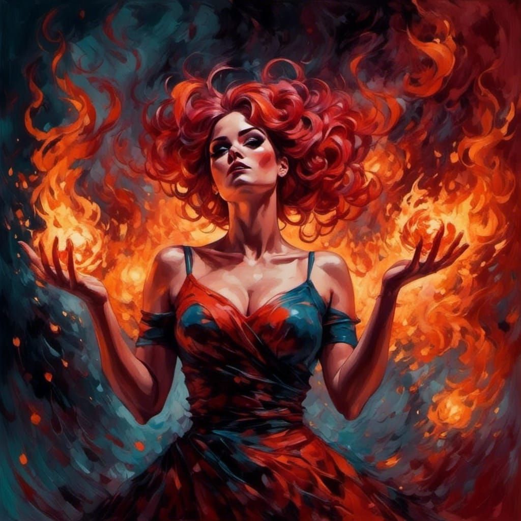 Person in Flames: Vibrant Surrealism in 8K