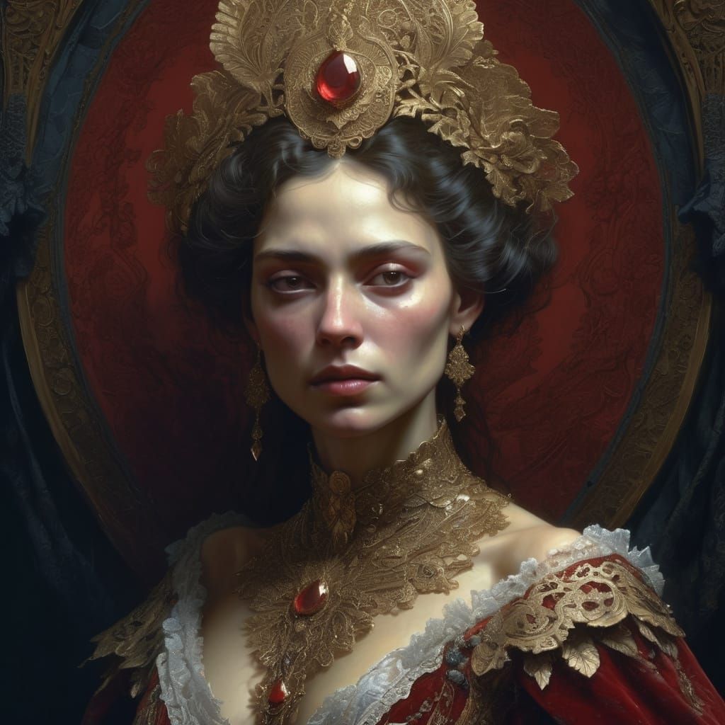 Regal Dark Fantasy Portrait in Baroque Style