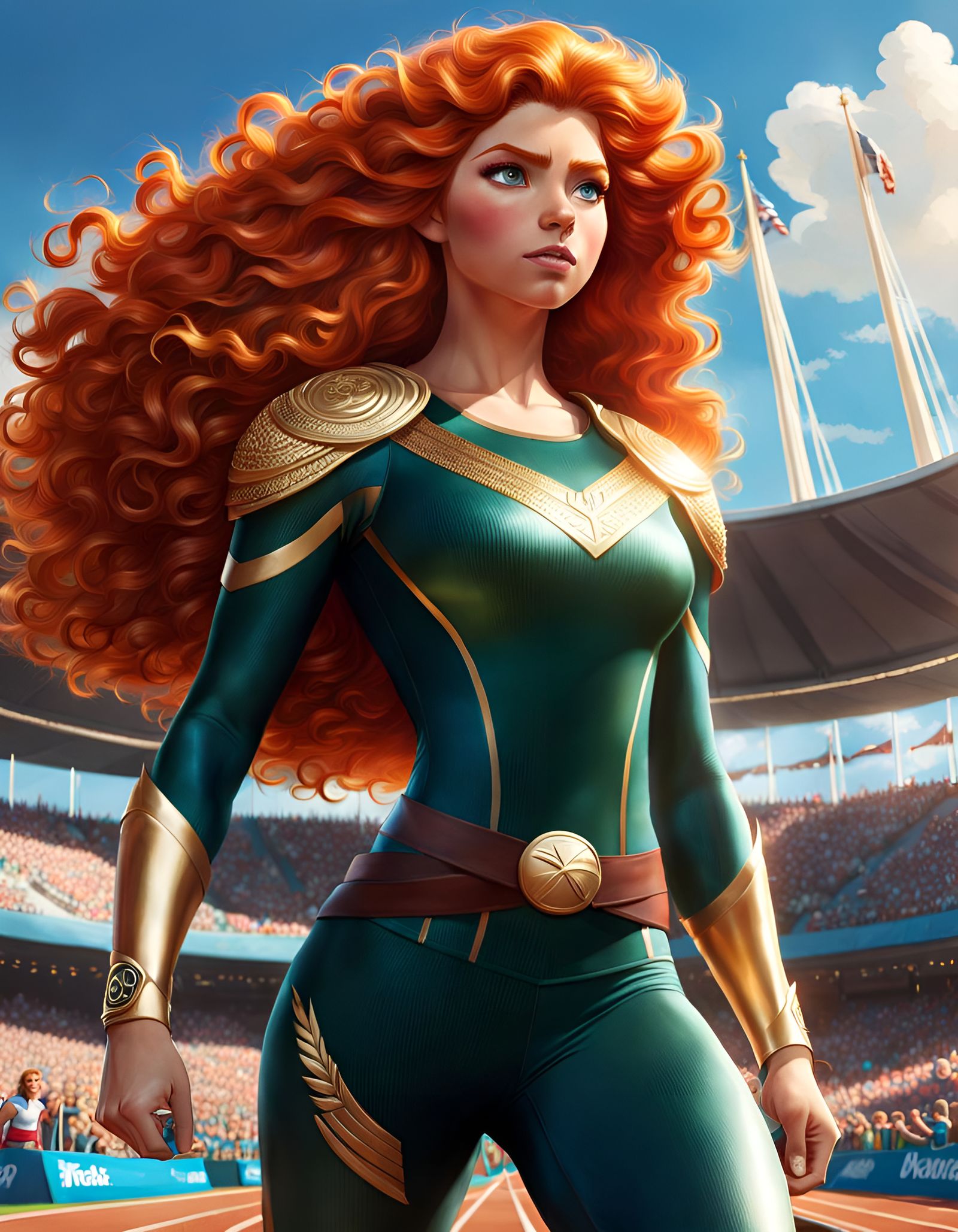 Princess Merida as Olympic Champion: Hyperrealistic Art