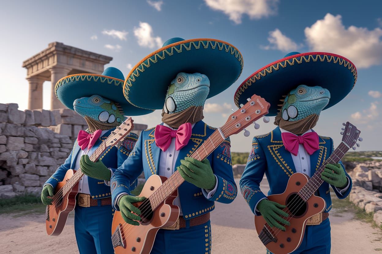 Mariachi Iguanas Perform in Tulum Ruins
