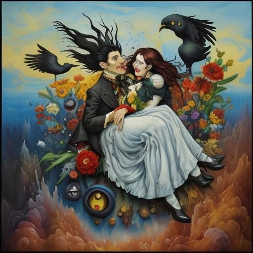 Boy Displaying Anguish and Joy in Surreal Impasto