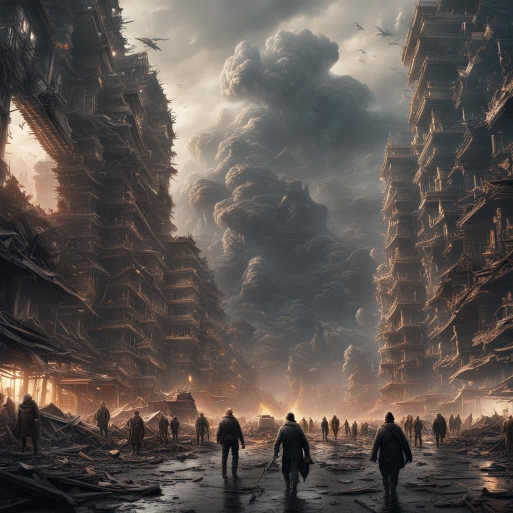 People After Disaster: Epic Cinematic Digital Painting