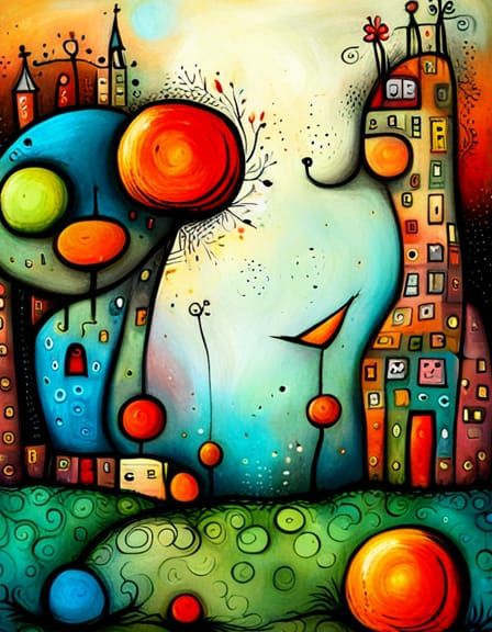 Whimsical Ink Illustration of Two Best Friends