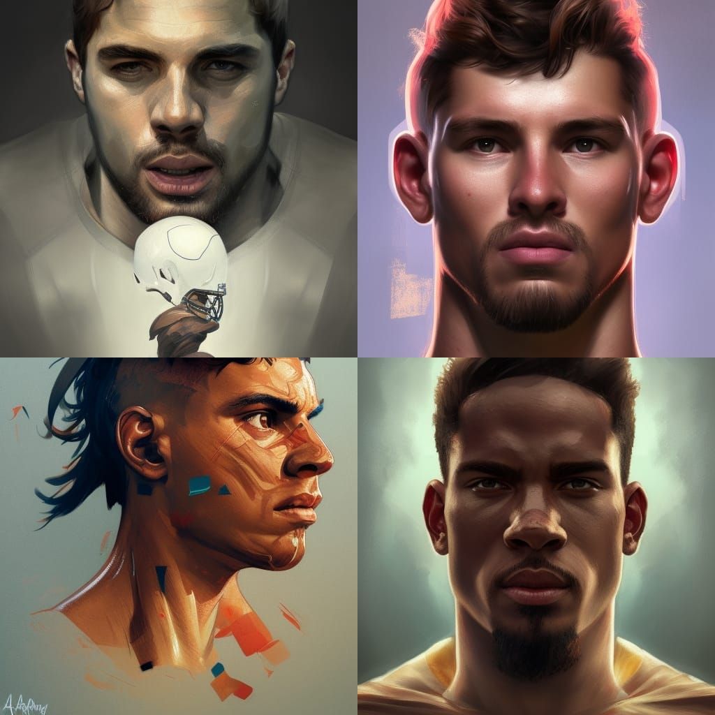 Football Player Portrait in Hyperdetailed Digital Art