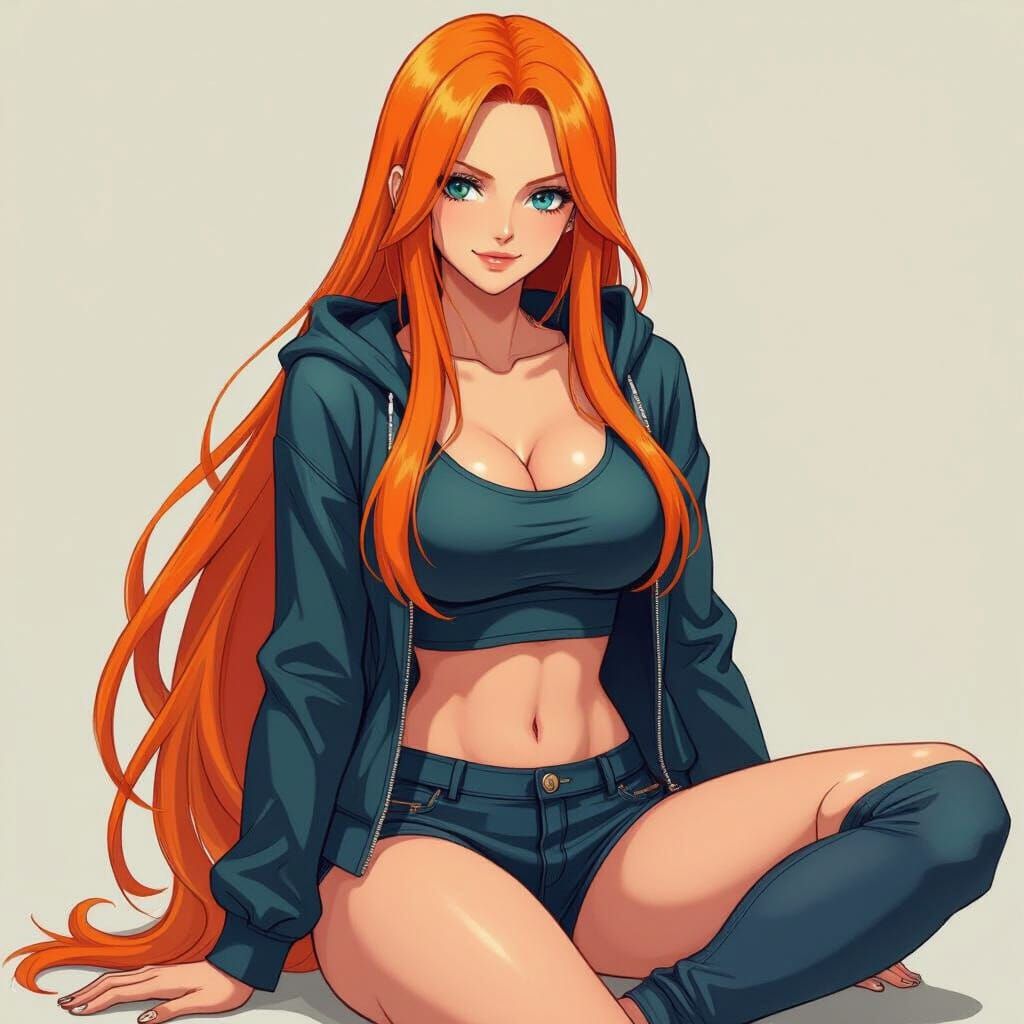 Nami from One Piece in Vibrant Digital Art Style