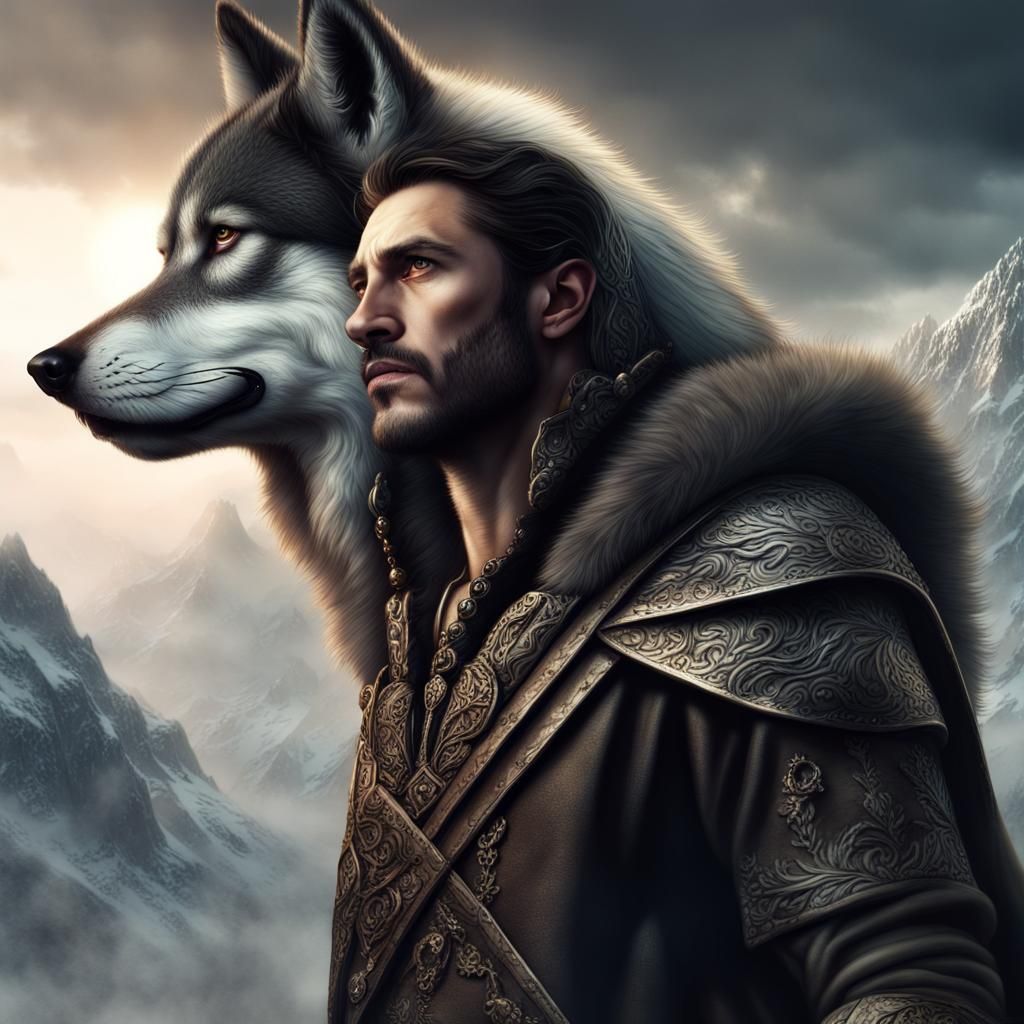 Regal Male Wolf Shifters: Digital Matte Painting