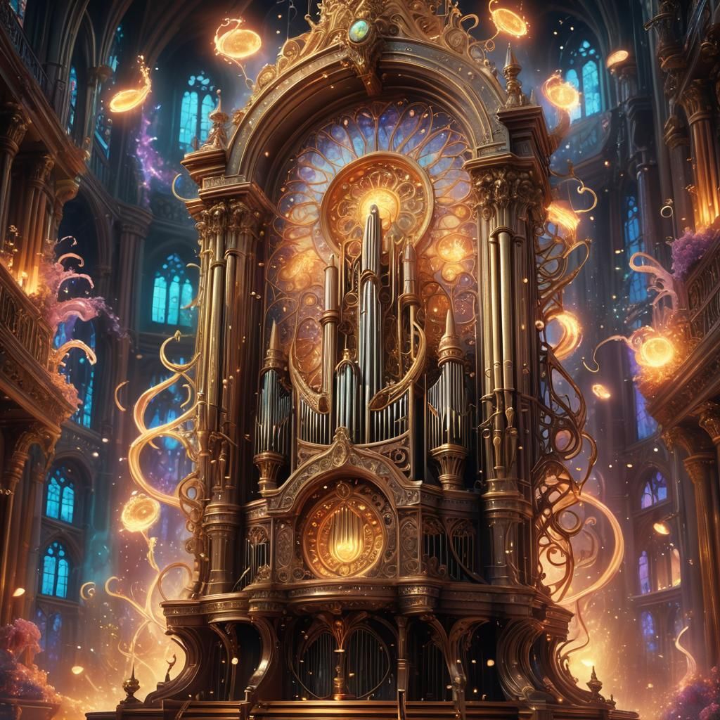 Glowing Organ with Electrostatic Sparks Concept Art