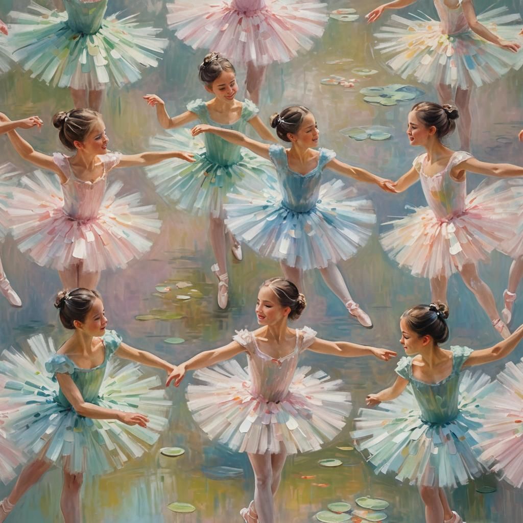 Ballerinas Dancing: Impressionistic Pastel Dream