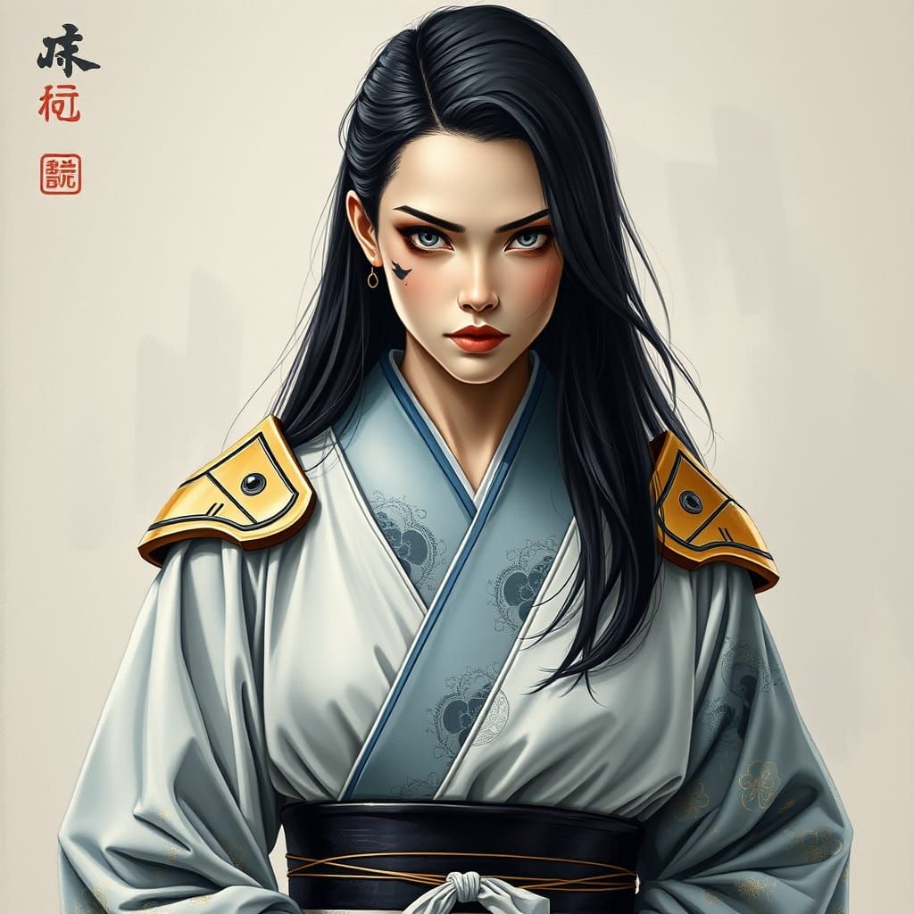 Elegant Woman in Traditional Chinese Kimono