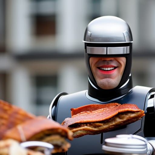 RoboCop Relaxes with Bacon: A DSLR Photo