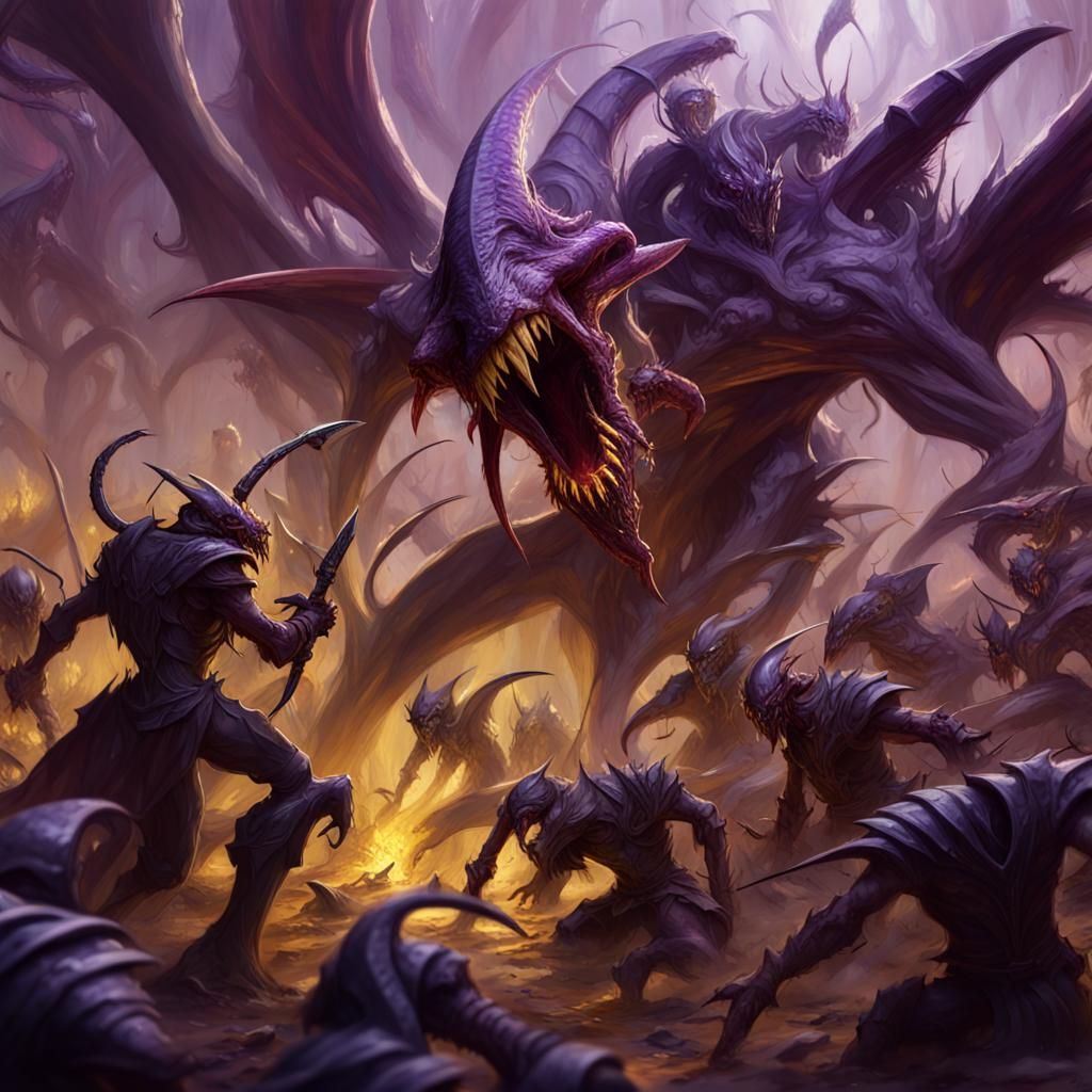 Tyranid Swarm Attack: Dark Fantasy Concept Art