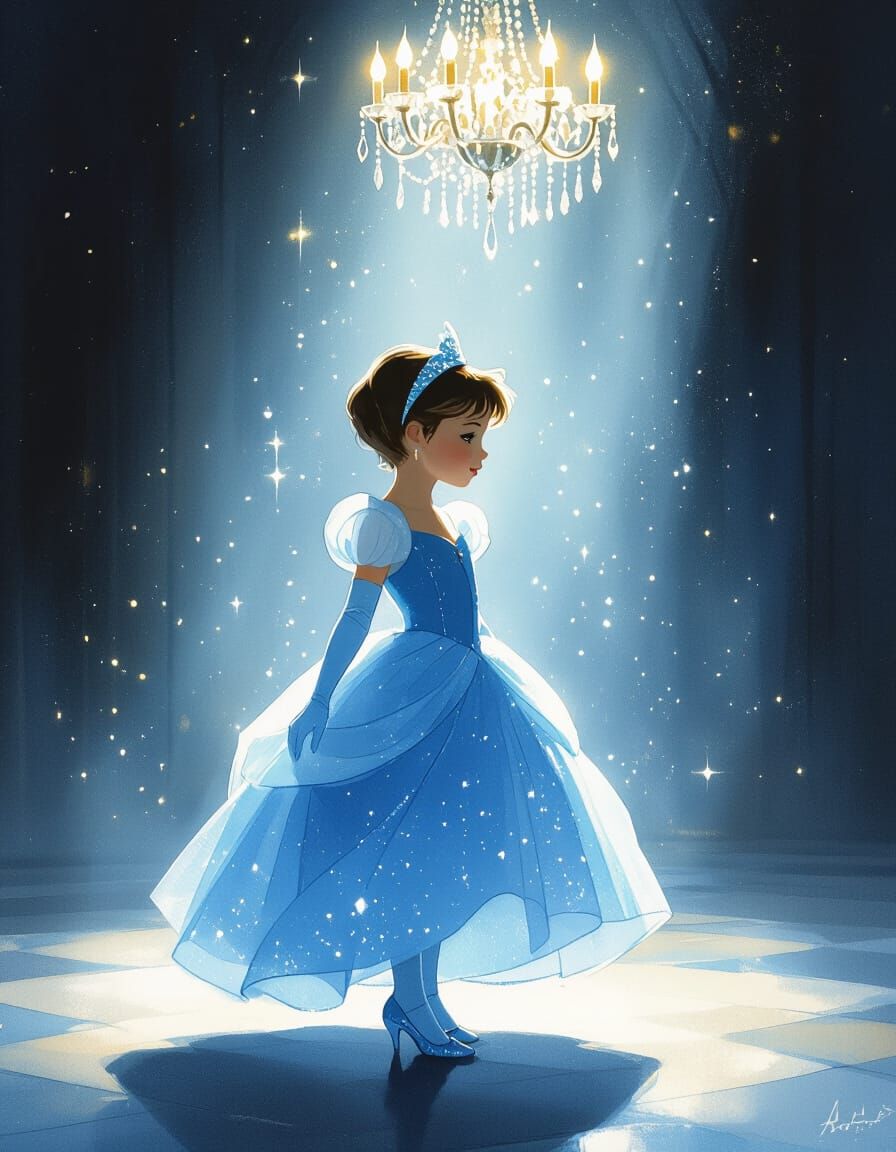 Fantasy Art: Boy as Cinderella in Ethereal Ballroom