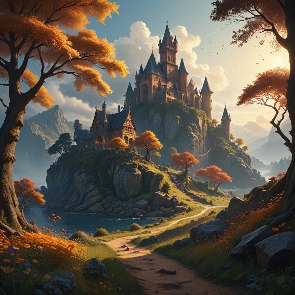 Whimsical Fantasy World Unfolds with Vibrant Colors and Intr...