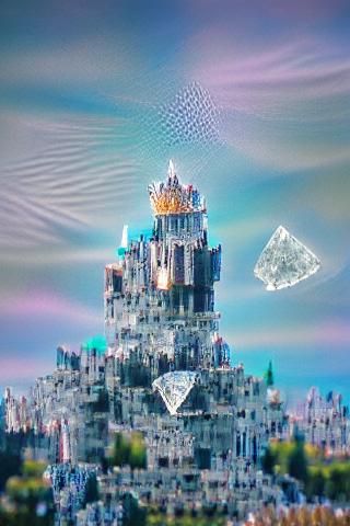 Diamond Castle Floating in the Sky: 8K Resolution