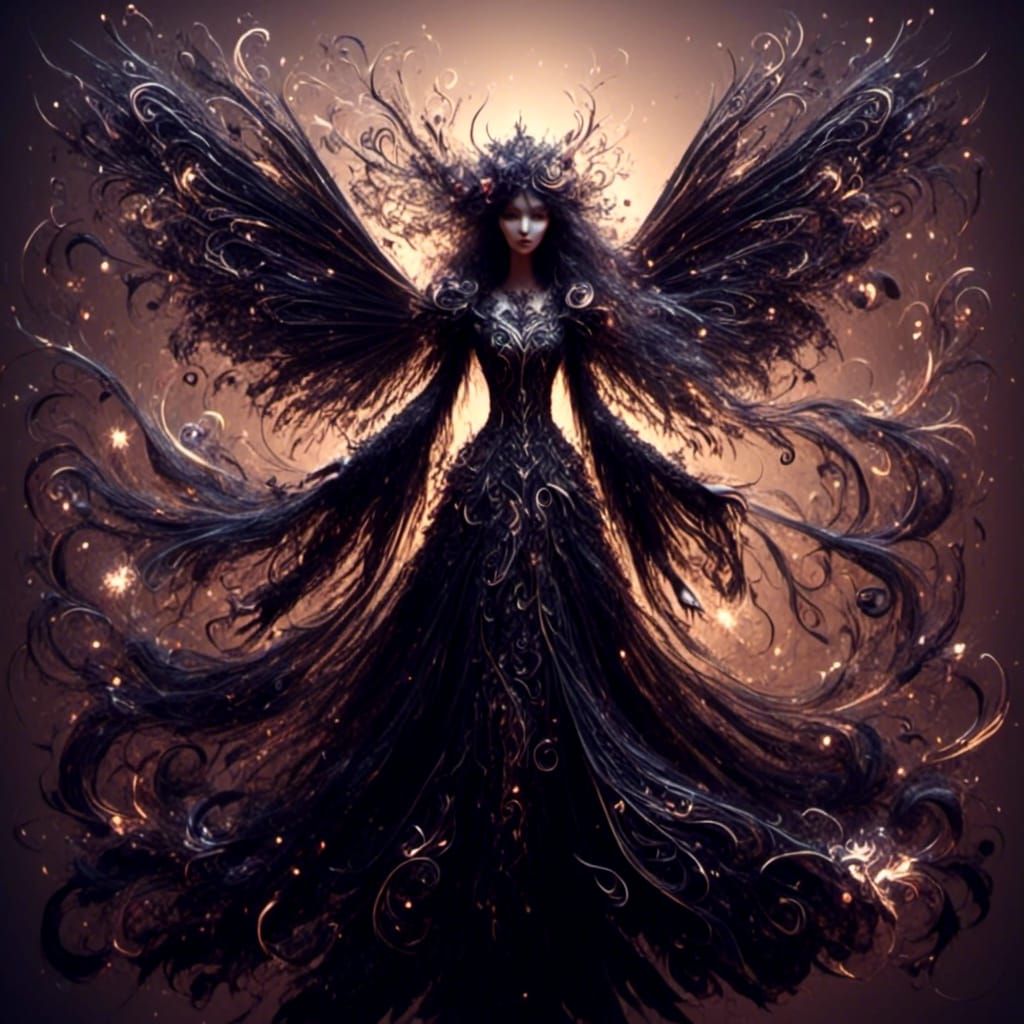 Fairy in Filigree Dress with Battle Sword