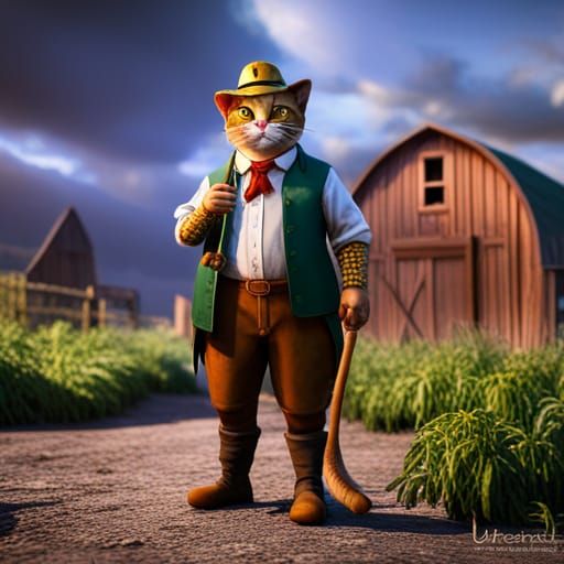 Cat as Farmer: Detailed Matte Painting in Unreal Engine