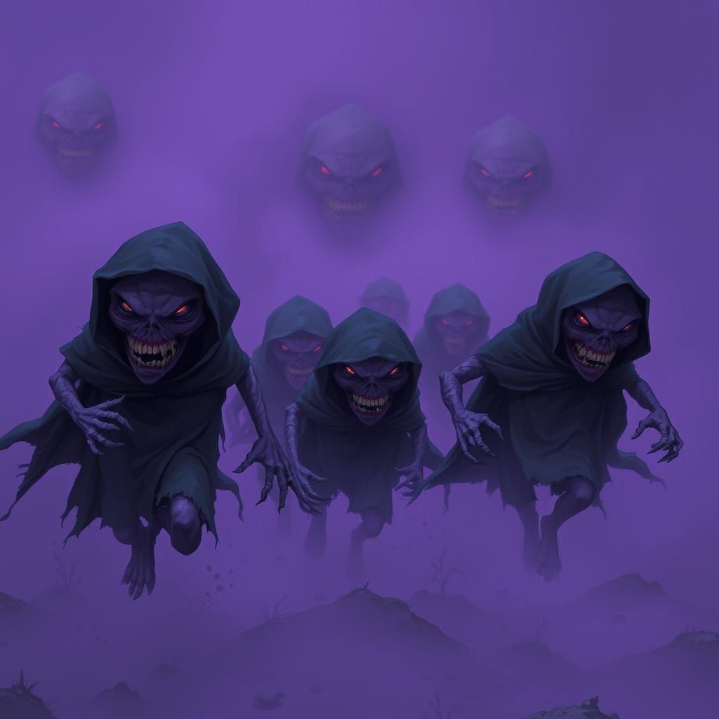 Terrifying Purple Monsters Run From Ominous Fog