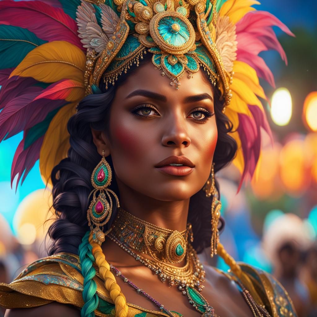 Brazilian Woman in Elaborate Carnaval Costume