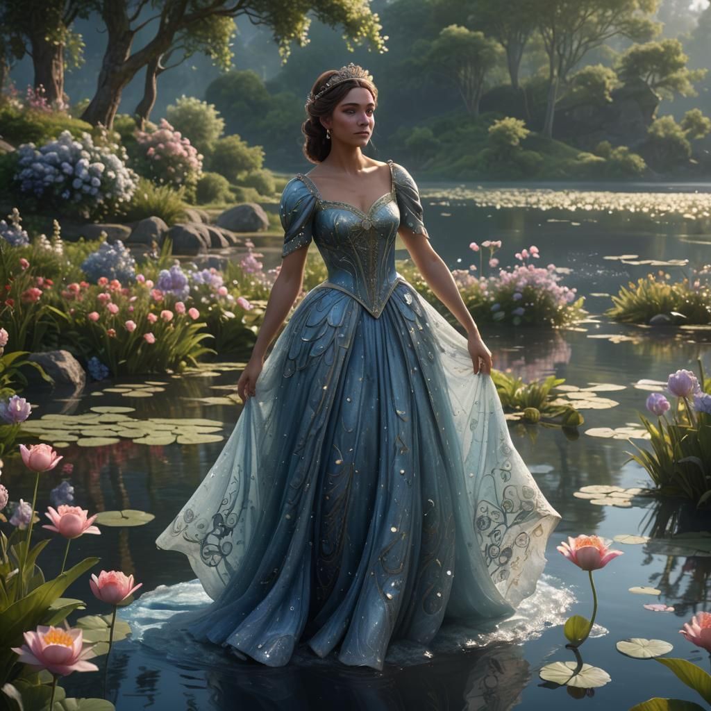 Regal Princess by Lake: Fantasy Concept Art