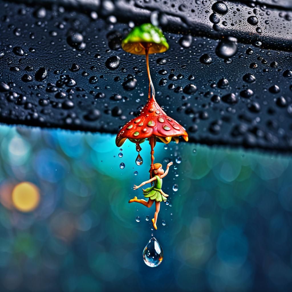 Fairy World Inside Raindrop: Graffiti Splash Art