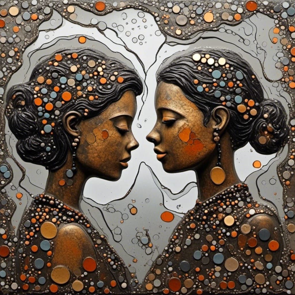 Textured Earthen Portrait of a Young Couple