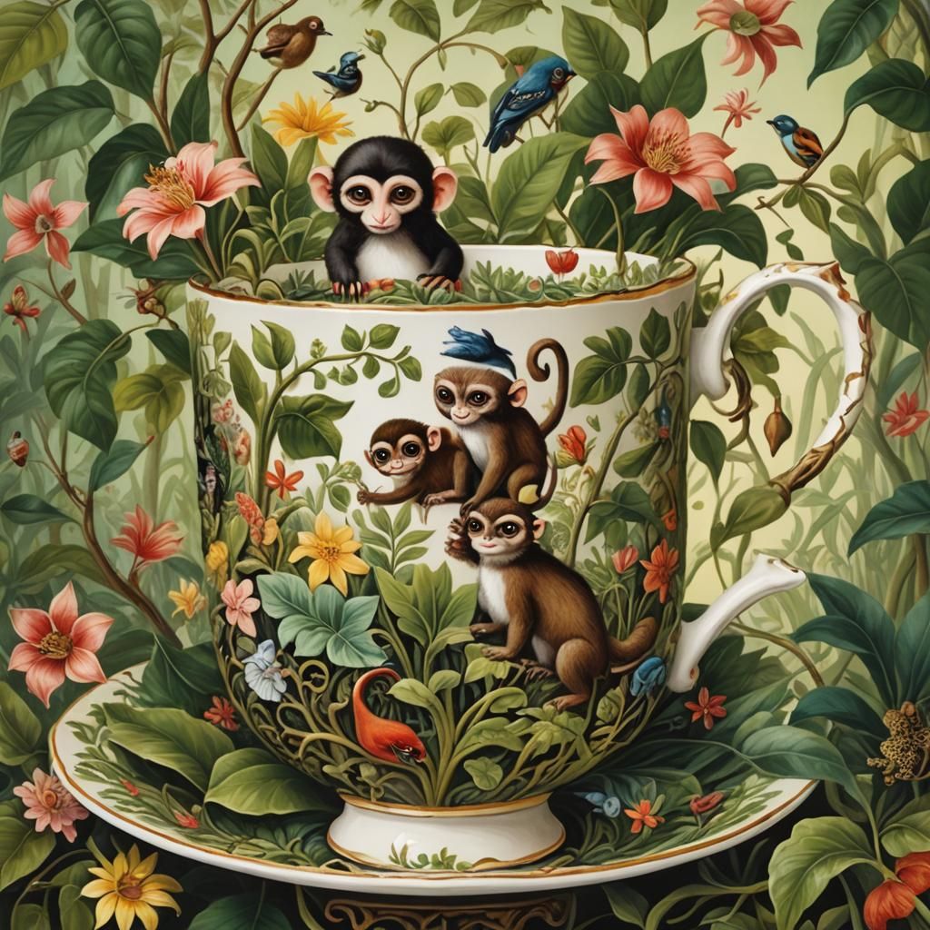 Jungle Teacup: A Surrealist Dreamscape