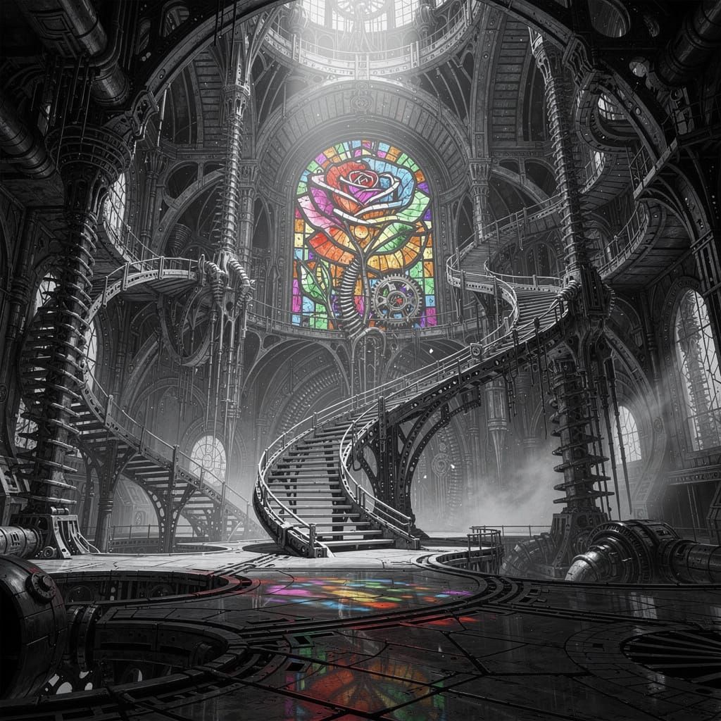 Gothic Necromancer Chamber with Stained Glass Rose