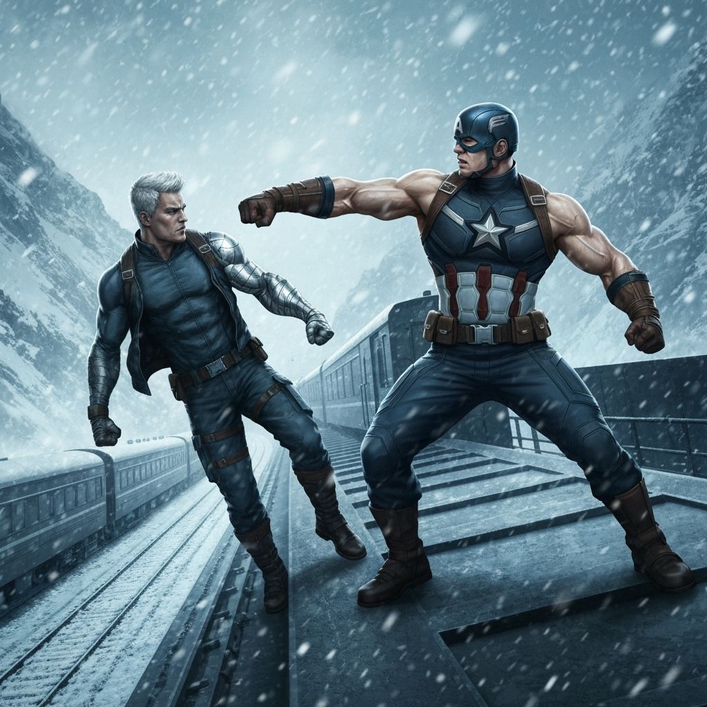 Captain America vs Winter Soldier on Snowy Train